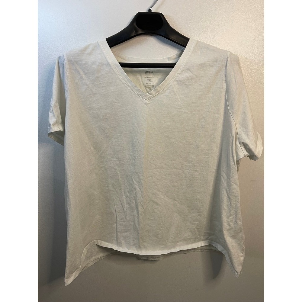Sonoma Tee White V-Neck Cotton Slub Top 3XP Plus Petite